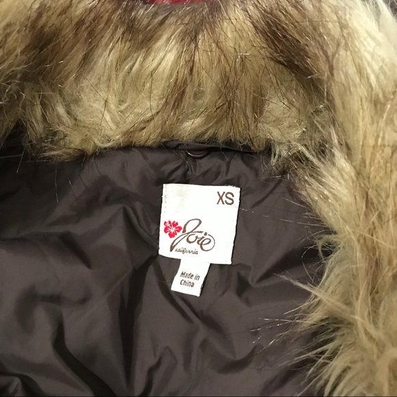 JOIE Faux Fur Belted Puffer Style Jacket Brown - Picture 7 of 10